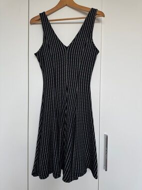 Zara Black and White Dot V-Neck Dress